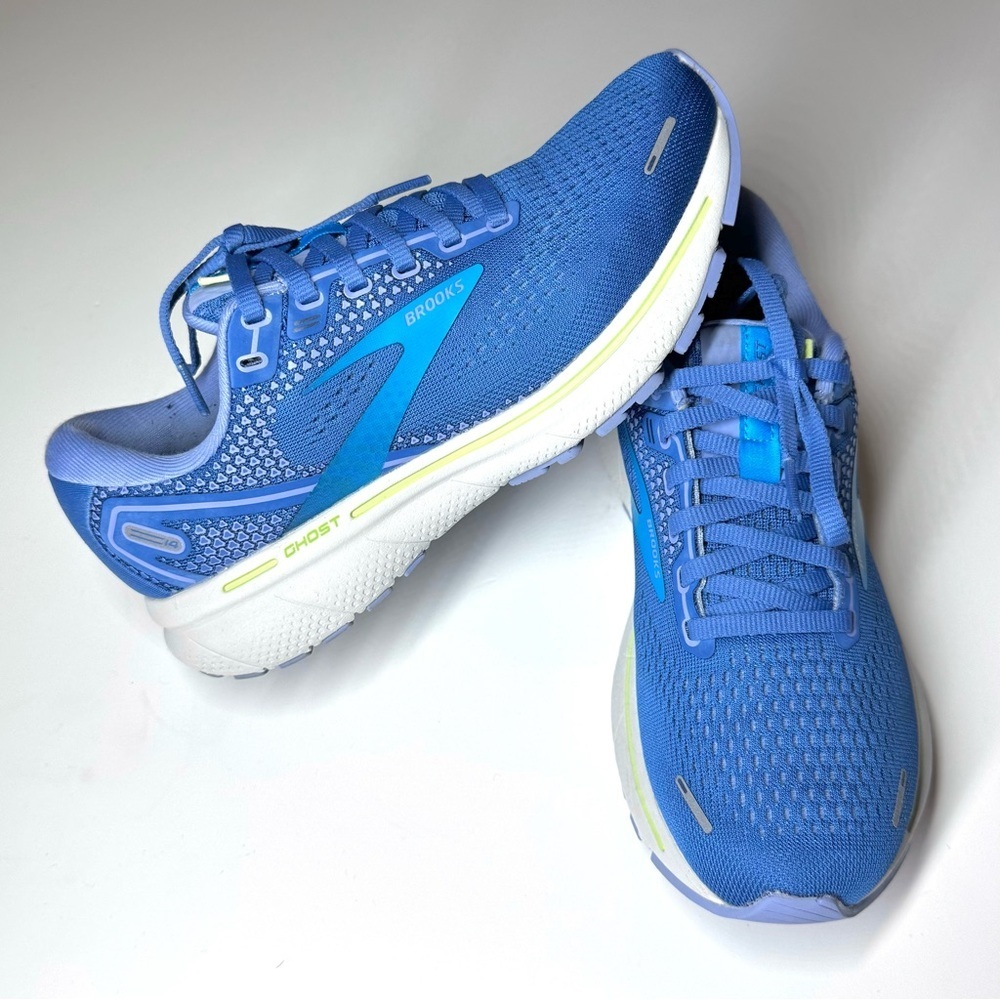 Brooks Women's Blue Mesh Running Sneakers with Lime Accents